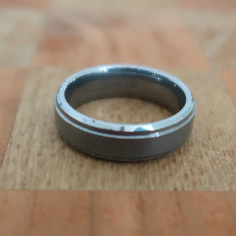 Mens Tungsten Carbide Wedding Ring Size 10.5 Silver Tone Art Carved Durable
